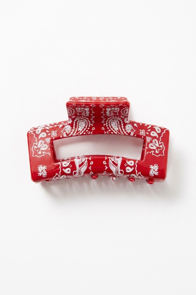 Broche cuadrado paisley rojo