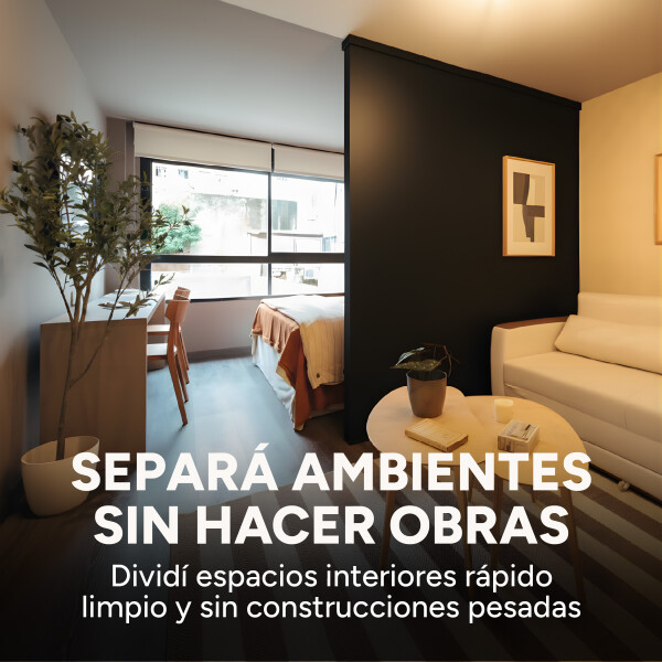 Panel Divisor Separador Ambientes 2 x 2,90m + 4 Rieles 3m Negro 1