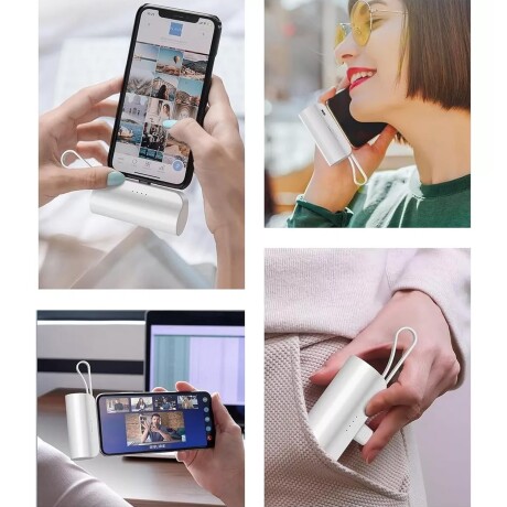 Cargador PowerBank Compacto 5000mAh USB-C Lightning Blanco