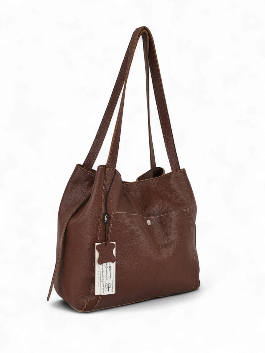 Cartera mujer 100% cuero - Marrón 