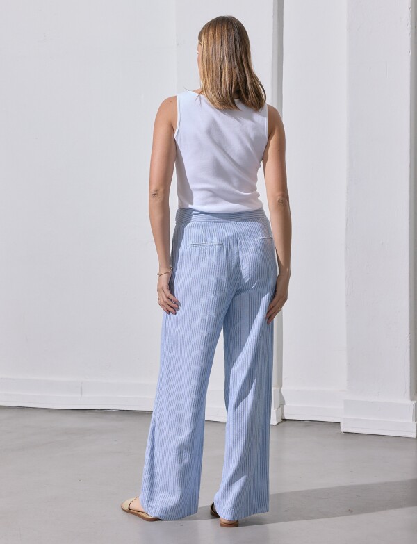 Pantalon Lino Wide CELESTE/MULTI