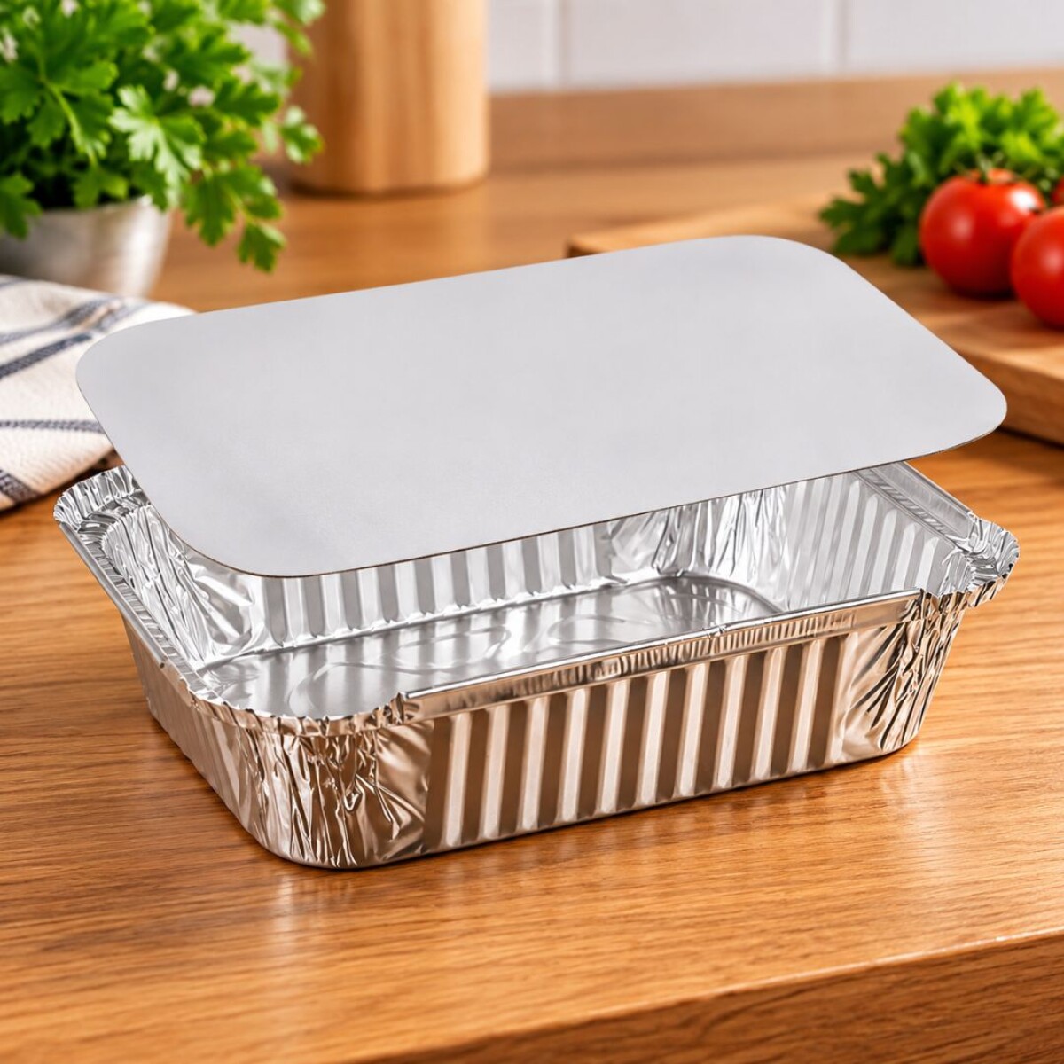 Bandeja Descartable de Aluminio con Tapa 20,9x17x3,5cm 750ml 