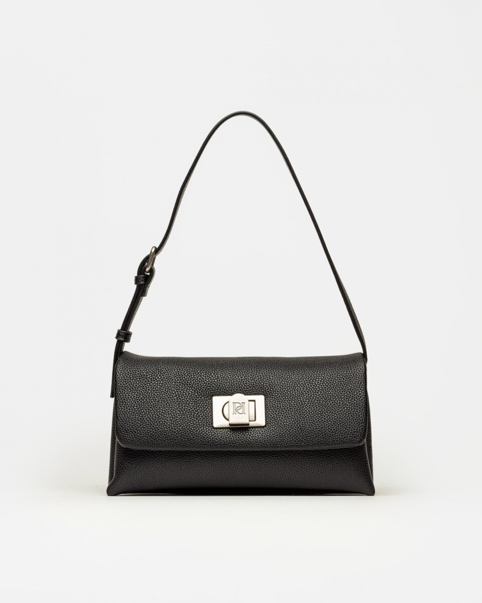 Cartera al hombro Leisure en efecto cuero graneado - Negro 