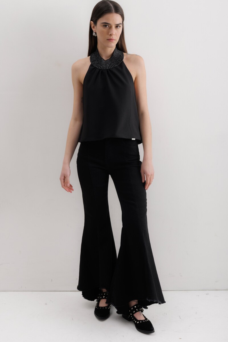 Top Voile Negro