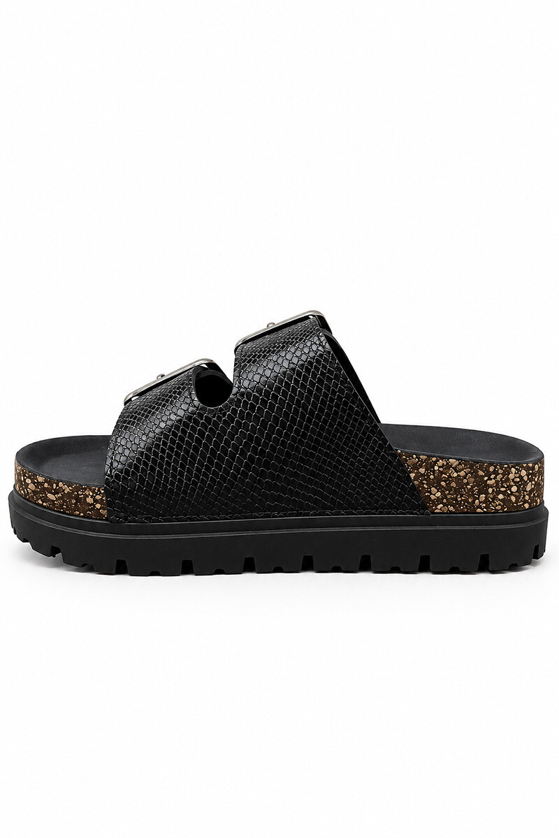Sandalia Bettina Birky plataforma con hebilla BT101 Negro