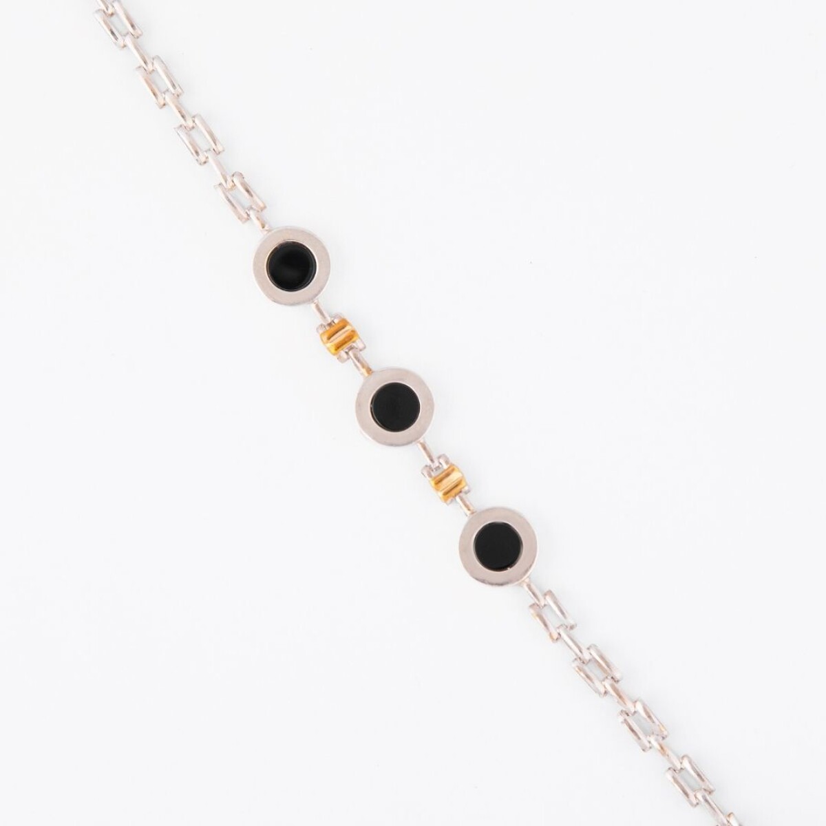 Pulsera 3 ónix - Plata y Oro 