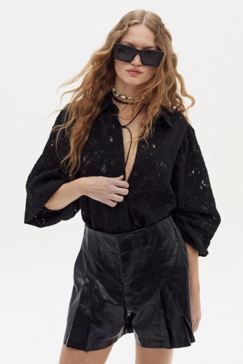 CLAIRE COTTON LACE SHIRT Negro