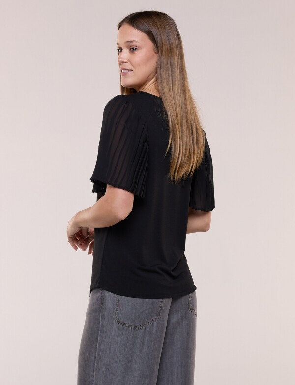 Blusa Manga Plisada NEGRO