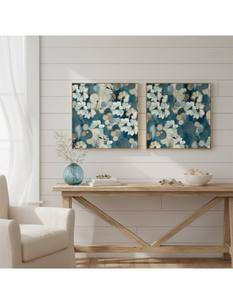 CUADRO CANVAS 60x60cm MARCO PINTURA FLORES AZUL 1 CUADRO CANVAS 60x60cm MARCO PINTURA FLORES AZUL 1