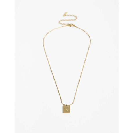 Cadena Corta Dije ''p'' Acero Dorado