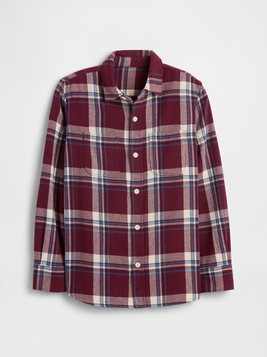 V-LS FLANNEL - TUSCAN RED 