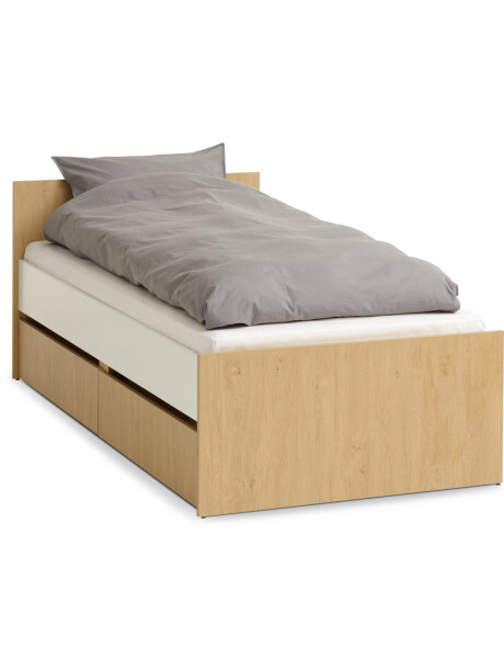 Cama c/almacenaje 90x200 BILLUND bl/roble Cama c/almacenaje 90x200 BILLUND bl/roble