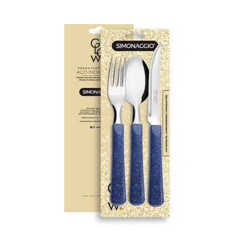 Set X3 Cubiertos Glow de Simonaggio AZUL