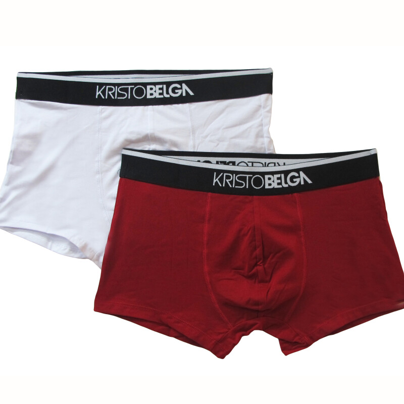 Boxer de Hombre KristoBelga BOXER Pack X 2 Blanco - Bordó