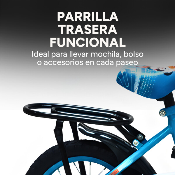 Bicicleta Infantil XMZ Rodado12 Canasto Parrilla Guardabarro Celeste 1