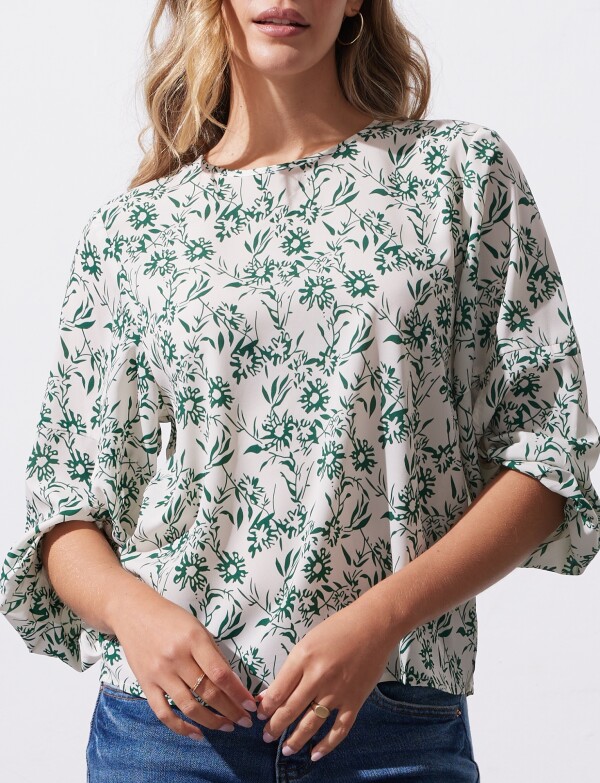 Blusa Manga Balloon VERDE/MULTI