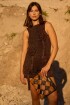 Short Rosette Dress Negro / Ocre