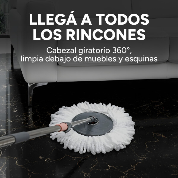 Mopa Balde Trapeador Giratorio Centrifugado Extensible Pro Color Gris