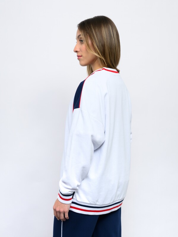 BUZO VENTURE Nacional Mujer Blanco, Azul Marino, Rojo
