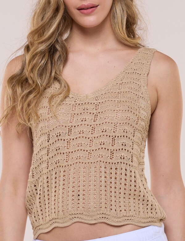 Musculosa De Hilo Calado BEIGE