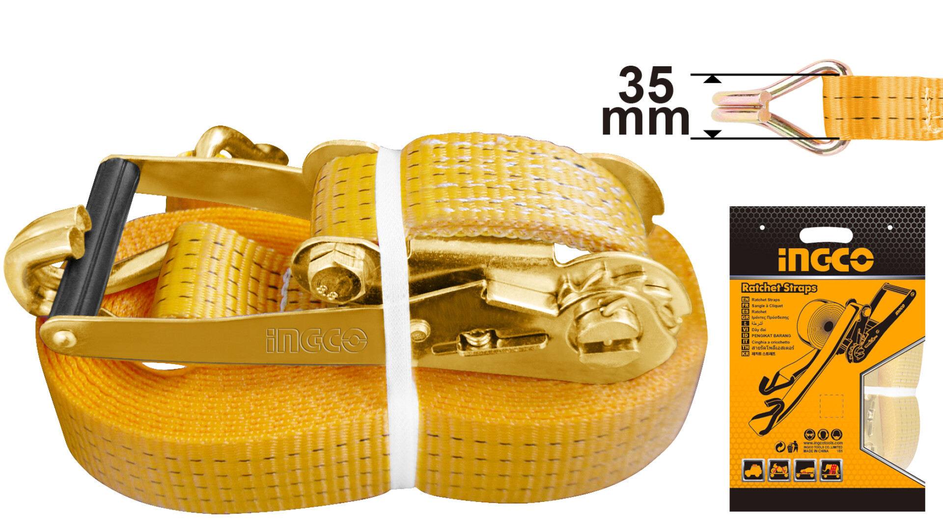 CINTA CATRACA SUJECION INGCO 2 TON 35MM 10M HRSP2101 