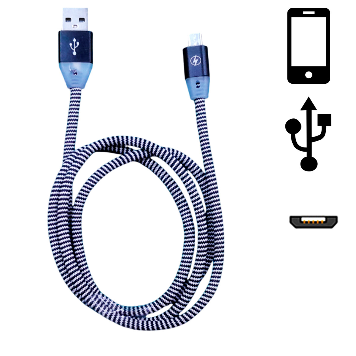 Cable USB recubierto de tela con luz para android 1m - Cable Usb Recubierto De Tela Con Luz Para Android 1m 