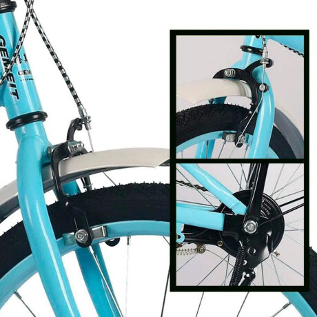 Bicicleta Plegable Rodado 20 Adultos Parrilla Frenos Timbre Celeste