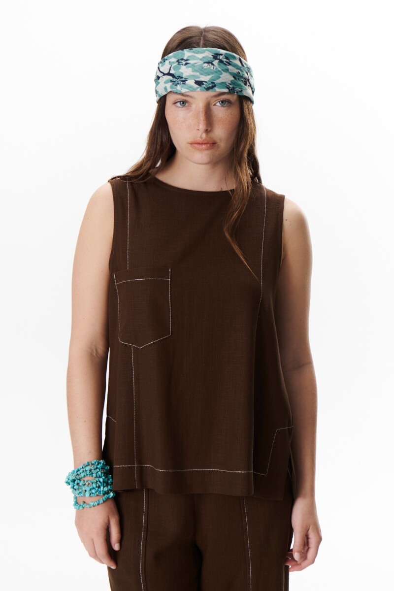TOP LINO POCKET MARRON