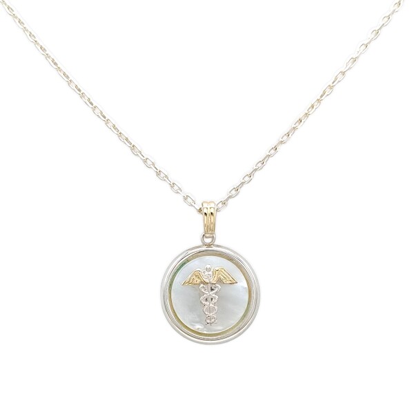 Dije Colgante profesión Médico-Plata y oro-Nácar-CP5560 conpiedra