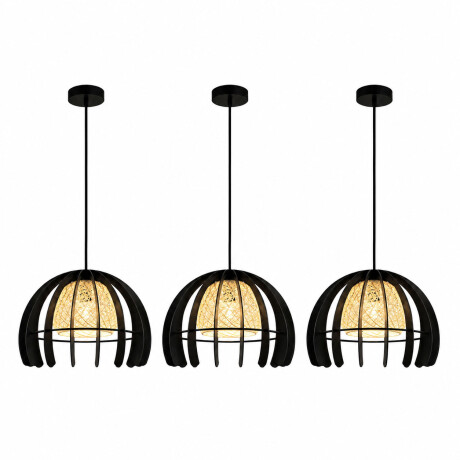 Pack x3 Lámparas Colgantes de Techo Metal Hilo E27 Moderno Negro