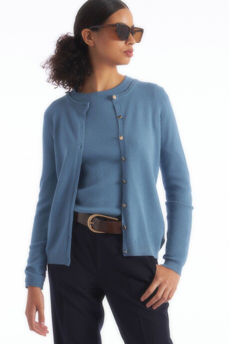Cardigan con estructura azul piedra