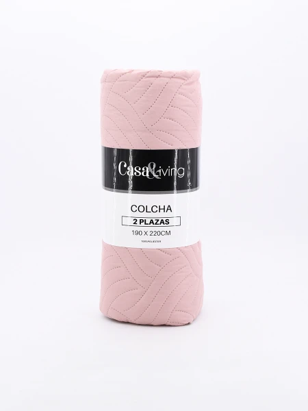 COLCHA 2 PLAZAS ROSADO
