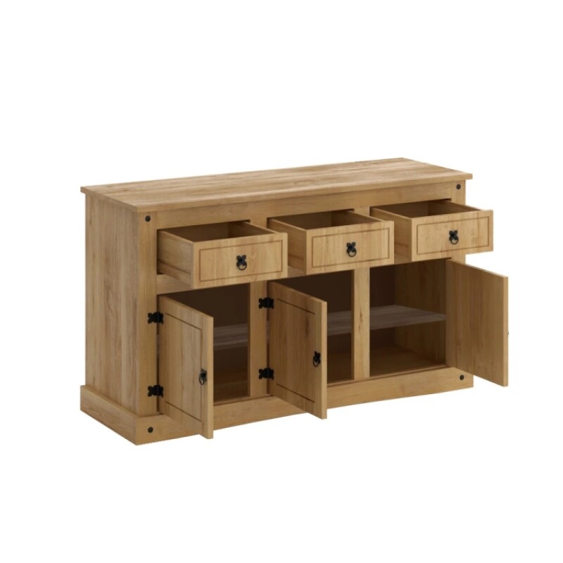 Aparador Madera 3 Puertas 3 Cajones Miel Aparador Madera 3 Puertas 3 Cajones Miel