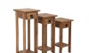 Conjunto Set De Mesas Pedestal Madera Maciza Linea Mexicana Oscuro