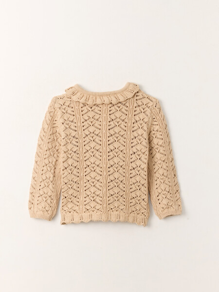 Saco tejido volado en cuello Beige