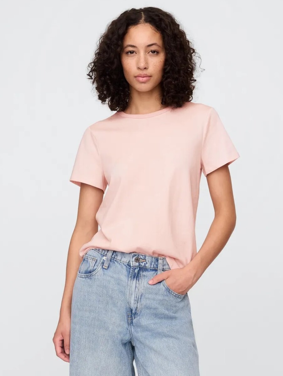 Remera Bàsica Manga Corta Cuello Redondo Mujer - Misty Rose 