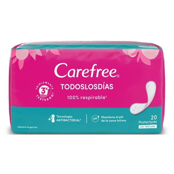 Protectores Diarios Todos los Días 20 Unidades - Carefree Protectores Diarios Todos los Días 20 Unidades - Carefree