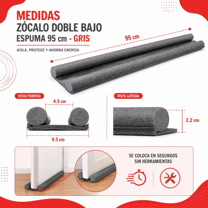 Zócalo doble bajo espuma 95 cm GRIS