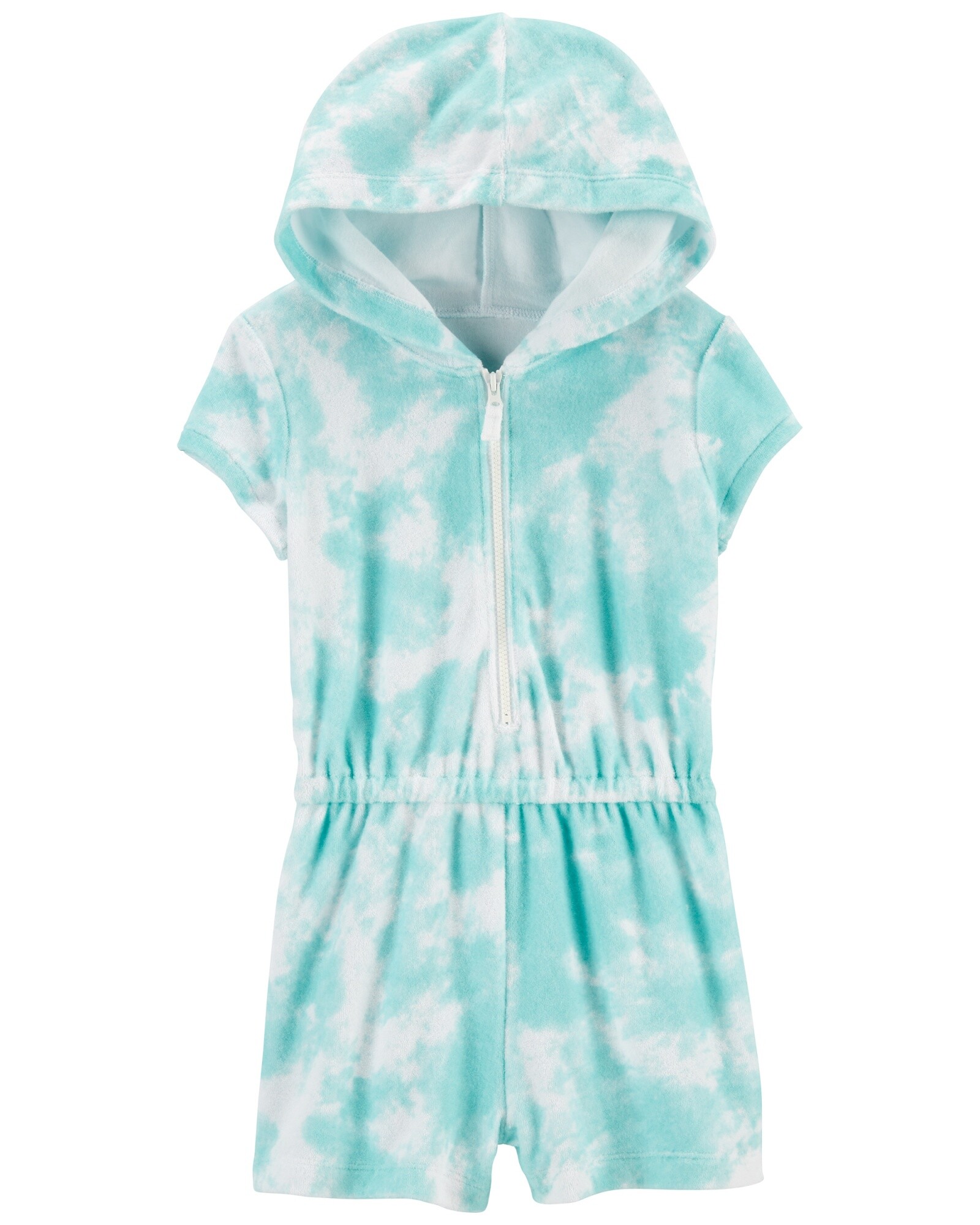 Bata monito corto de algodón terry, con capucha, diseño tie-dye. Talles 2-5T Sin color