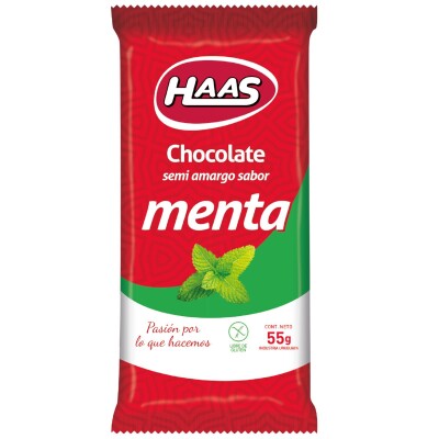 Tableta de Chocolate HAAS Semi Amargo de Menta 55 GR