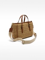 Bolso Tote Efecto Rafia Con Bandolera natural