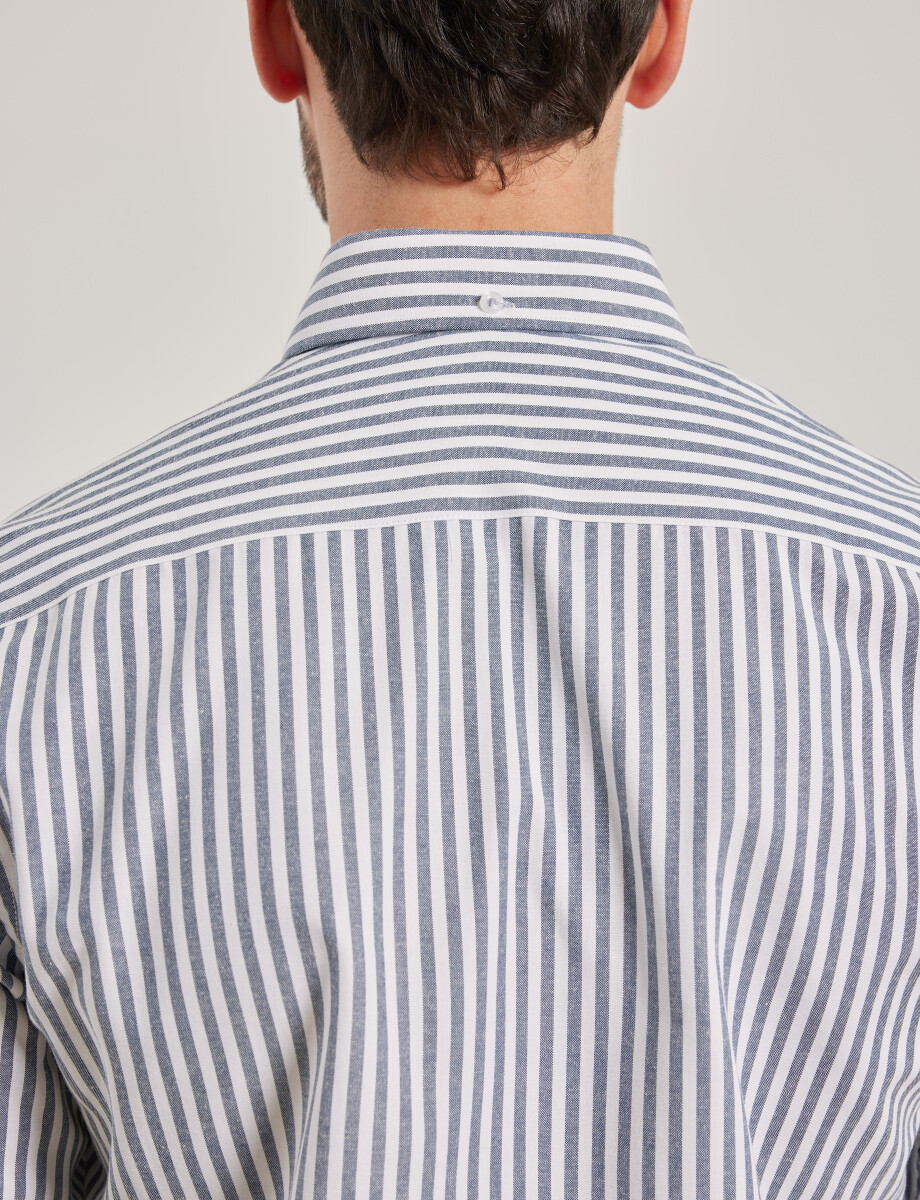 012561 CAMISA HARRINGTON LABEL Gris/blanco
