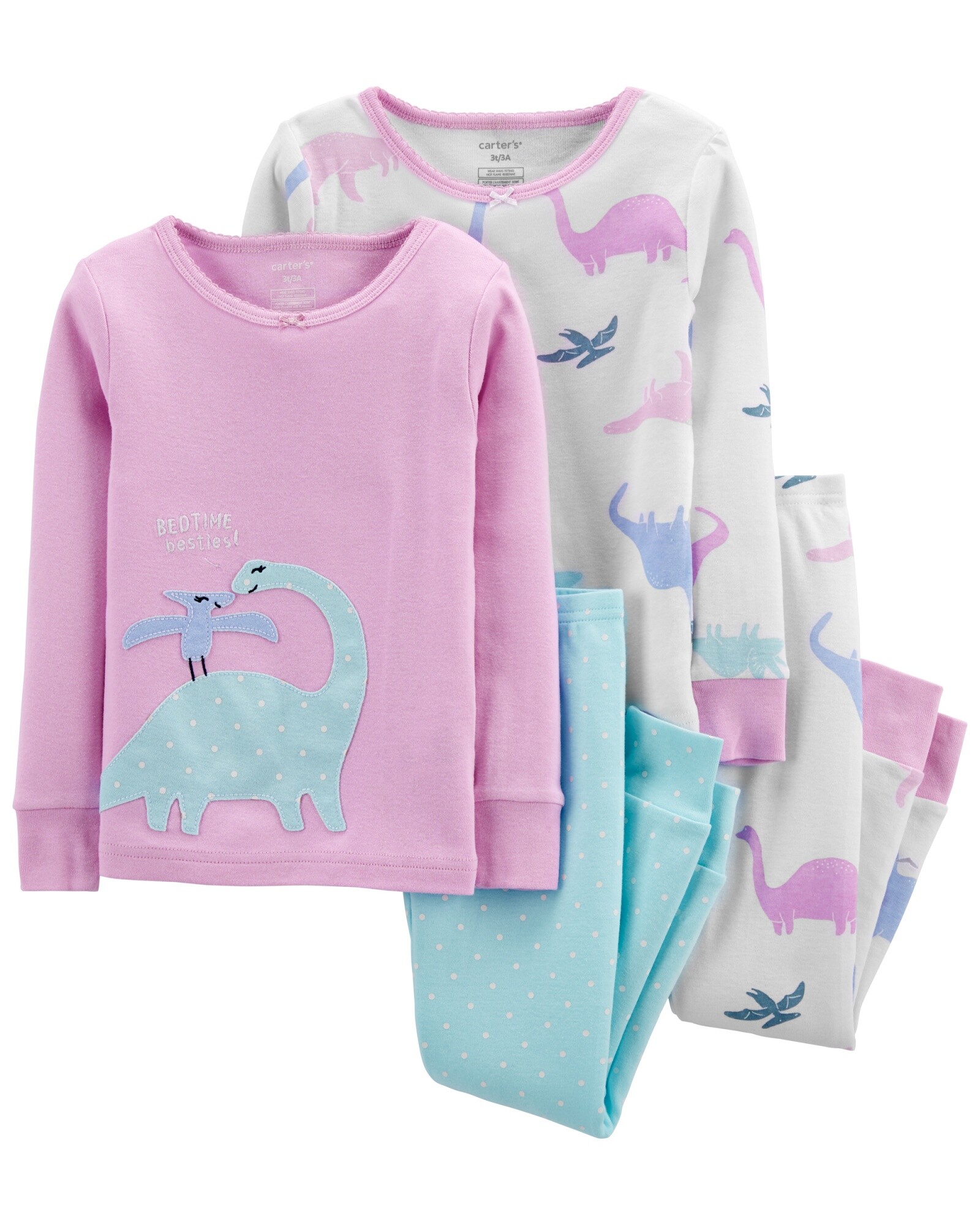 Pijama Cuatro Piezas Dos Pantalones y Dos Remeras Dinosaurios Algodón 0