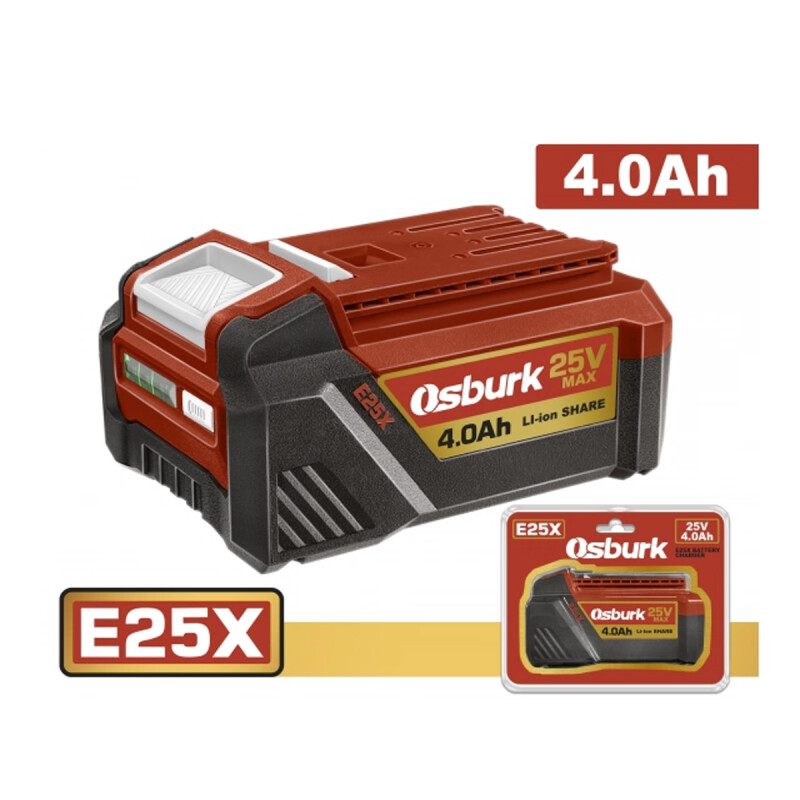 BATERIA LITIO 25V 4.0AH PARA LINEA E25X USO INDUSTRIAL OSBURK KLBP25401 BATERIA LITIO 25V 4.0AH PARA LINEA E25X USO INDUSTRIAL OSBURK KLBP25401