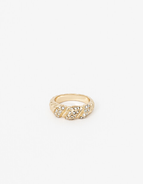 Anillos Medianos y Grandes Metal Anillo Metal Y Strass - Dorado