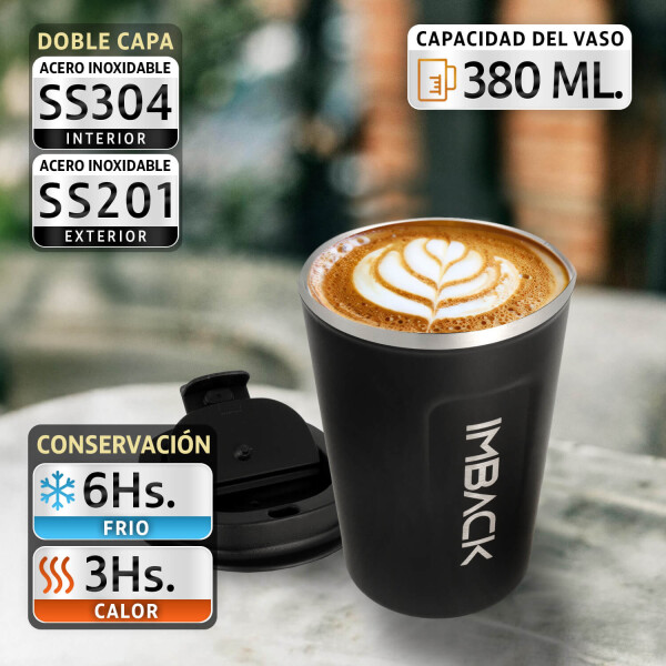 Vaso Termico Cafe Doble Capa 380ml Con Tapa Acero Inoxidable Vaso Termico Cafe Doble Capa 380ml Con Tapa Acero Inoxidable