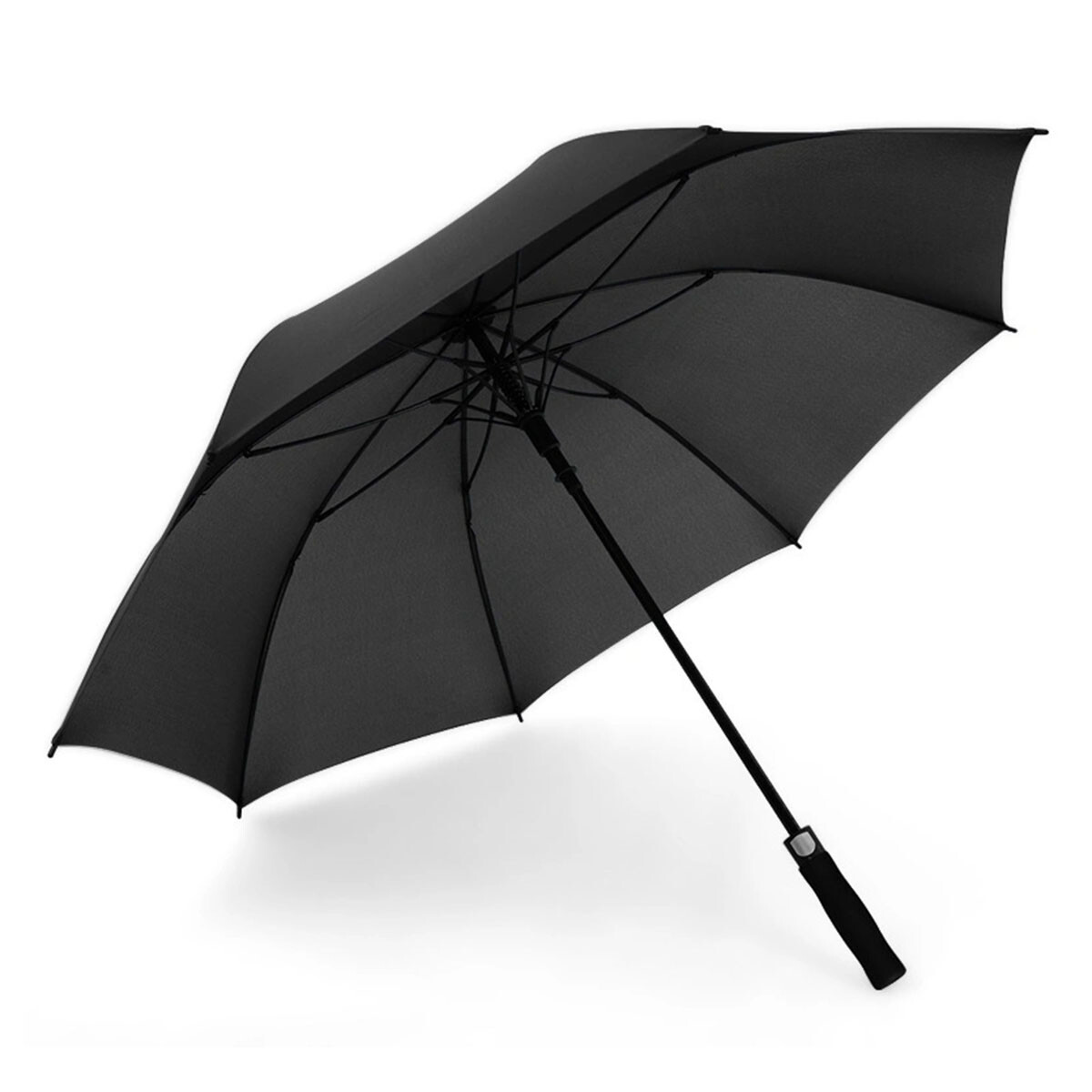 Paraguas Largo Grande Resistente Impermeable Mango Goma Eva - Negro 
