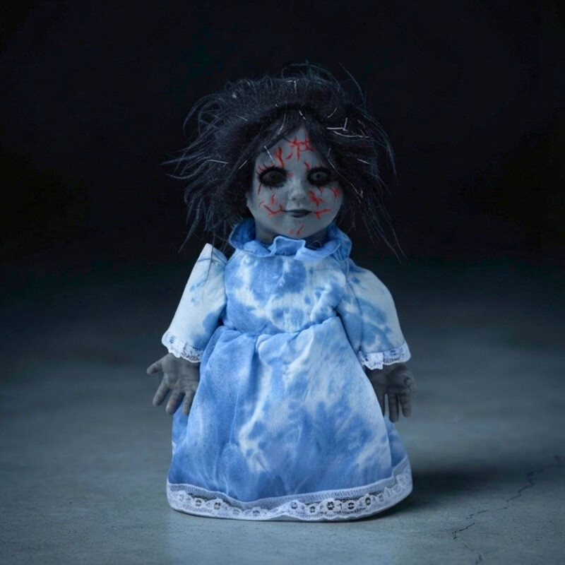 Halloween Muñeca poseída aterradora con sonido y movimientos