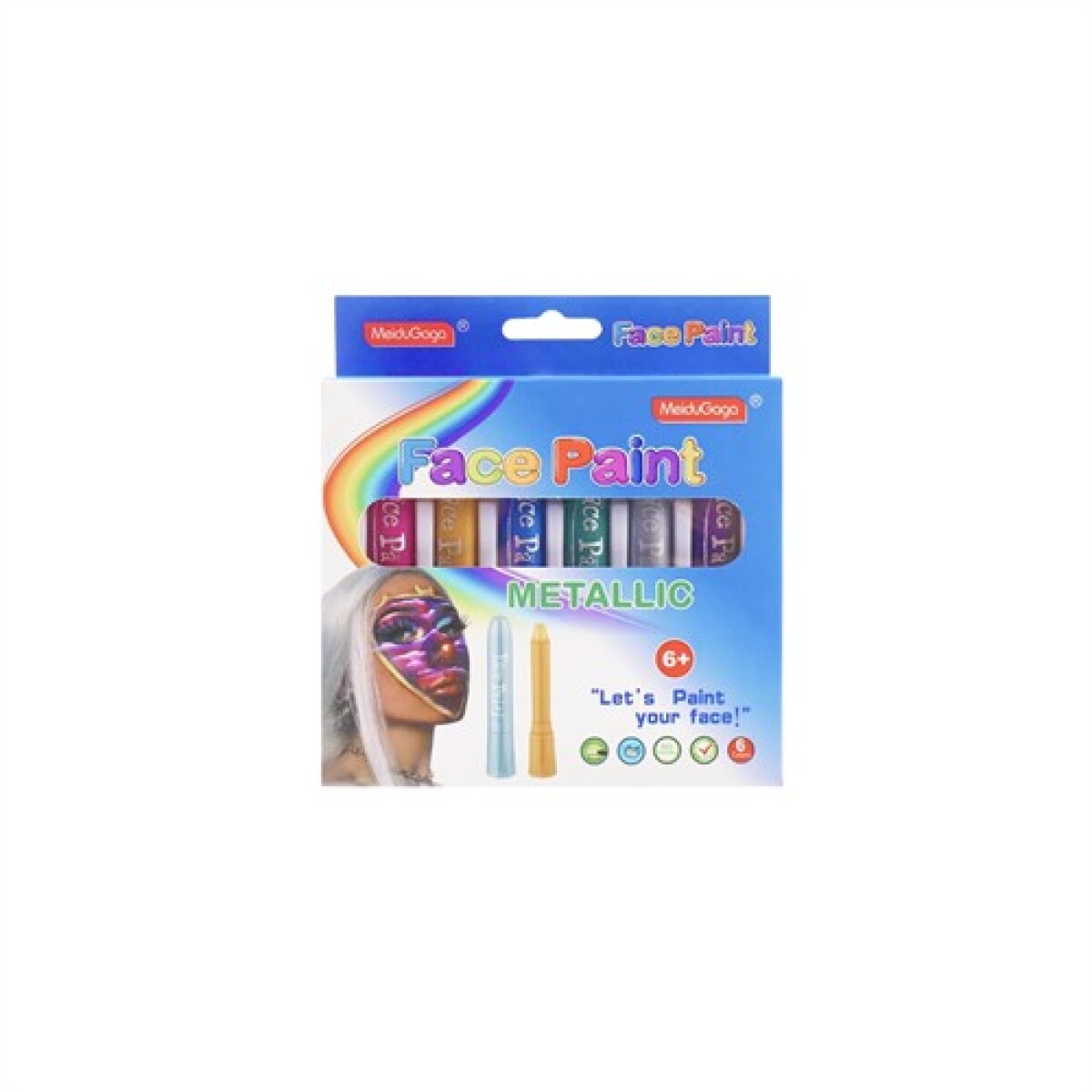 Crayones faciales x6 metalizados 