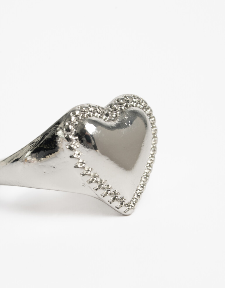 Anillos Medianos y Grandes Metal Anillo Corazón Bold Plateado - Plateado Rodio